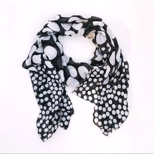 Guess White Polka Dot On Black Fashion Scarf